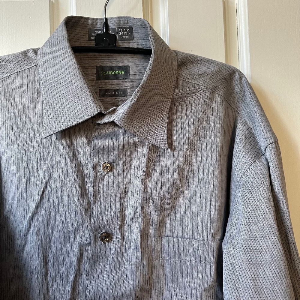 Claiborne - Wrinkle Free Men's Button Down - Large - Neck 16.5 Sleeves 34/35